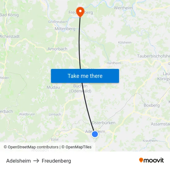 Adelsheim to Freudenberg map