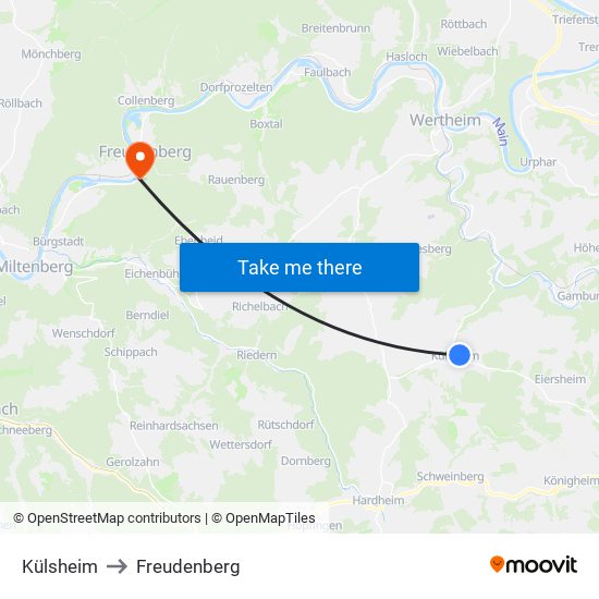 Külsheim to Freudenberg map