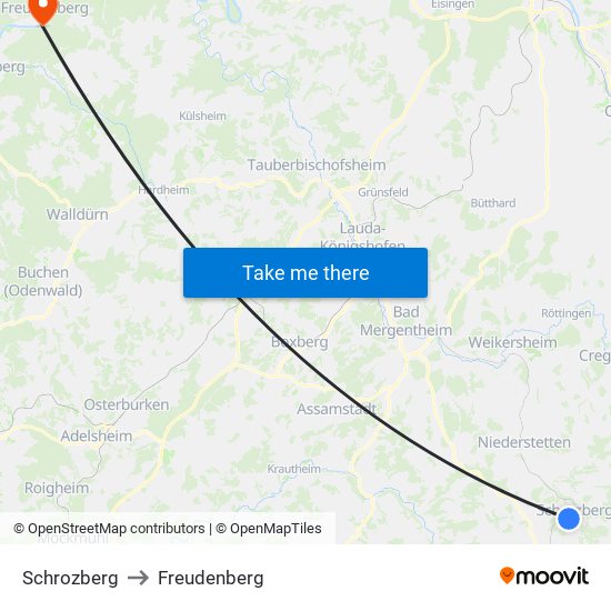 Schrozberg to Freudenberg map