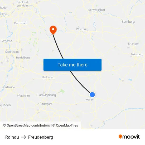 Rainau to Freudenberg map