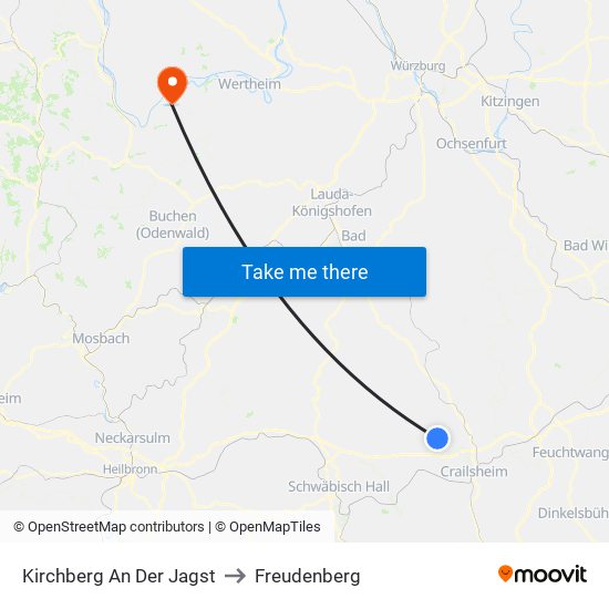 Kirchberg An Der Jagst to Freudenberg map