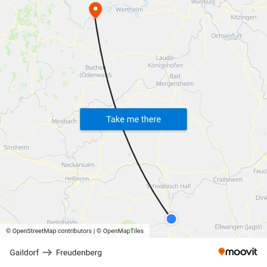 Gaildorf to Freudenberg map