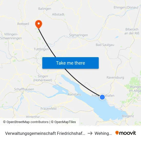 Verwaltungsgemeinschaft Friedrichshafen to Wehingen map