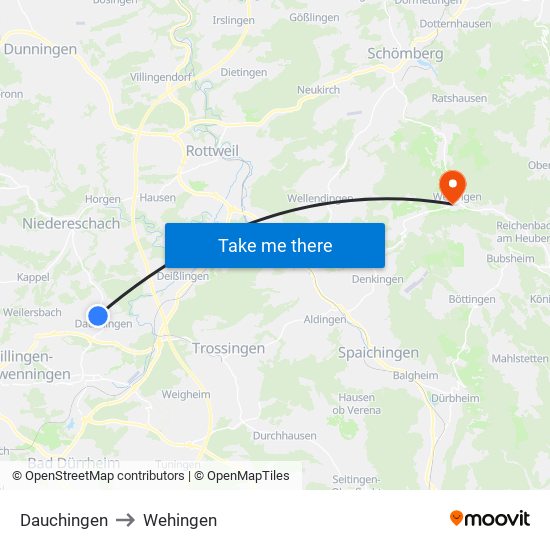 Dauchingen to Wehingen map