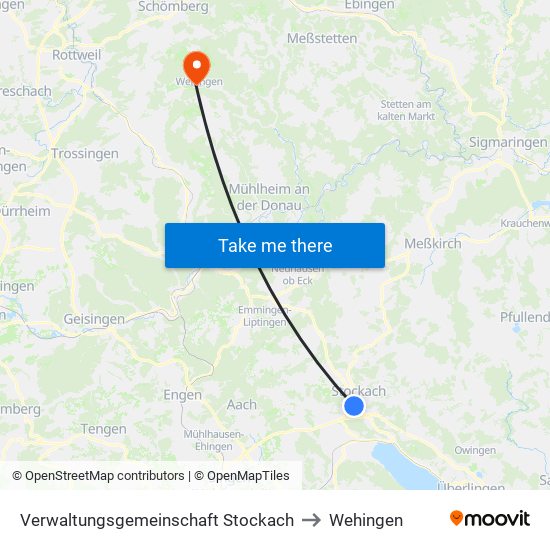 Verwaltungsgemeinschaft Stockach to Wehingen map