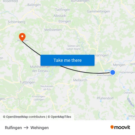 Rulfingen to Wehingen map