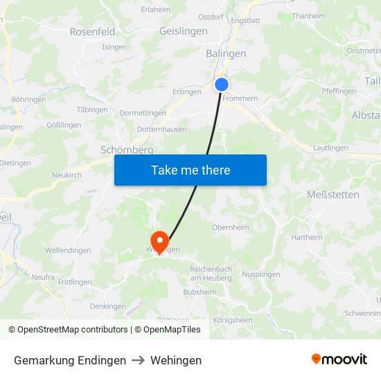 Gemarkung Endingen to Wehingen map