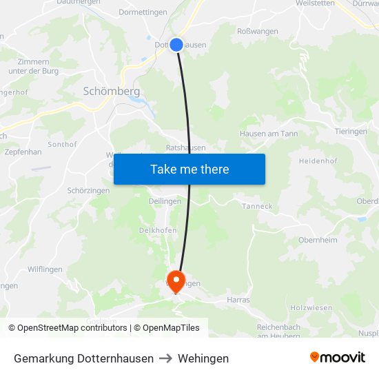 Gemarkung Dotternhausen to Wehingen map