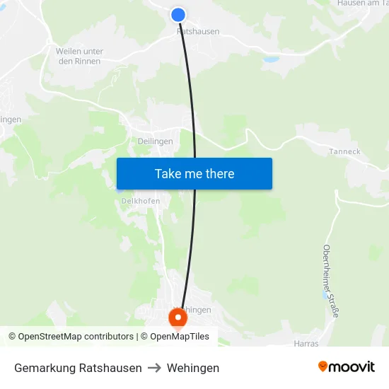 Gemarkung Ratshausen to Wehingen map