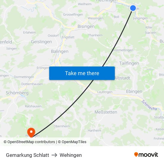 Gemarkung Schlatt to Wehingen map