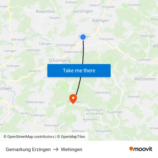Gemarkung Erzingen to Wehingen map