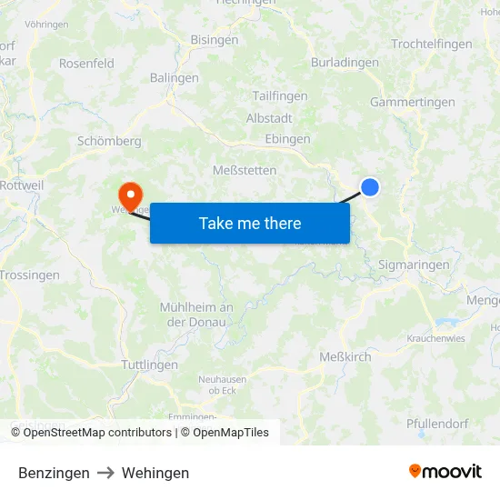 Benzingen to Wehingen map
