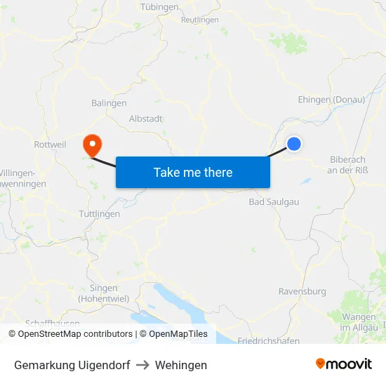 Gemarkung Uigendorf to Wehingen map