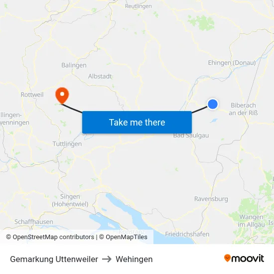 Gemarkung Uttenweiler to Wehingen map