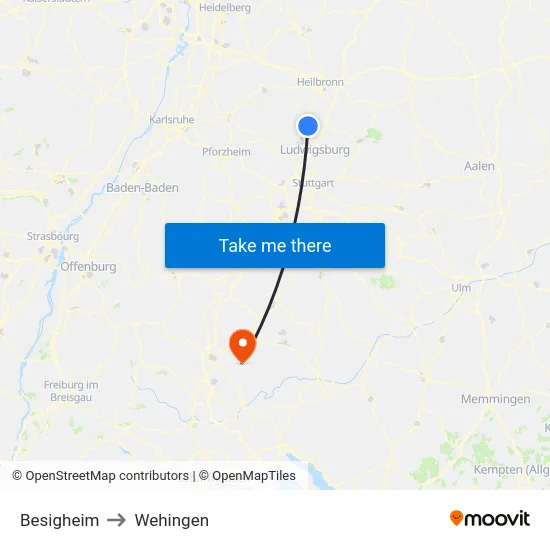 Besigheim to Wehingen map