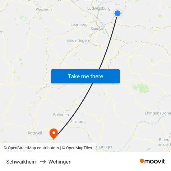 Schwaikheim to Wehingen map