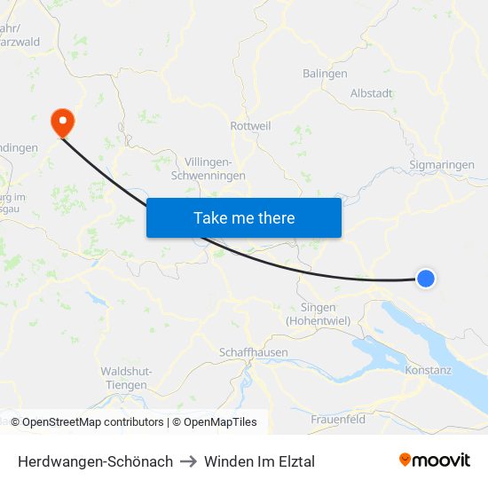 Herdwangen-Schönach to Winden Im Elztal map