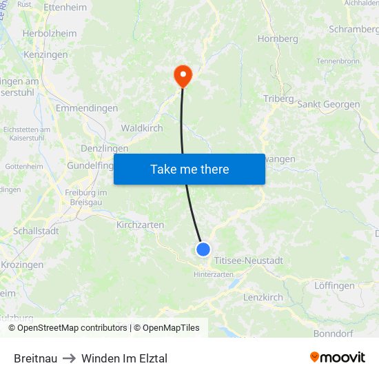 Breitnau to Winden Im Elztal map