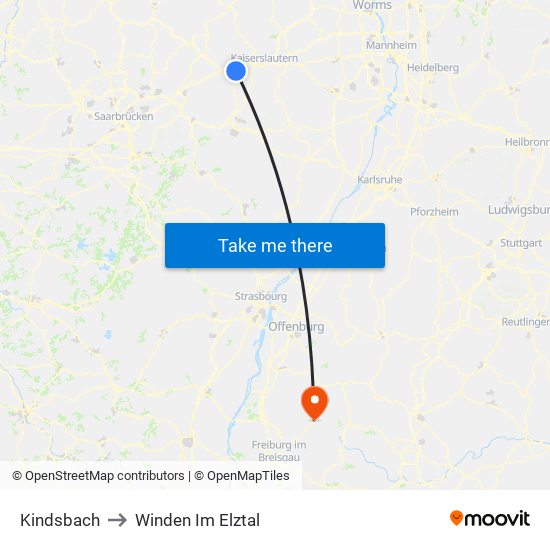 Kindsbach to Winden Im Elztal map