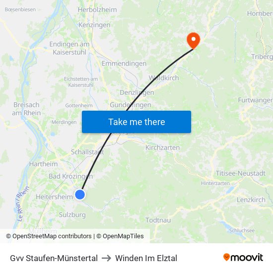 Gvv Staufen-Münstertal to Winden Im Elztal map