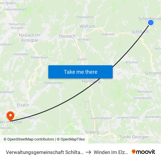 Verwaltungsgemeinschaft Schiltach to Winden Im Elztal map