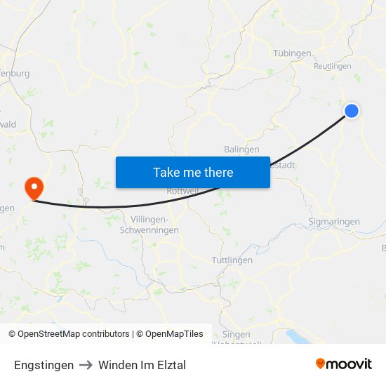 Engstingen to Winden Im Elztal map