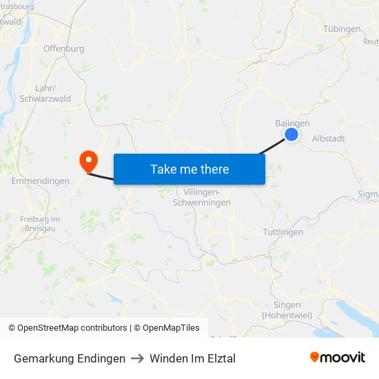 Gemarkung Endingen to Winden Im Elztal map