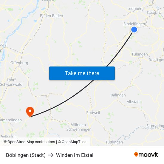 Böblingen (Stadt) to Winden Im Elztal map