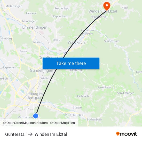 Günterstal to Winden Im Elztal map