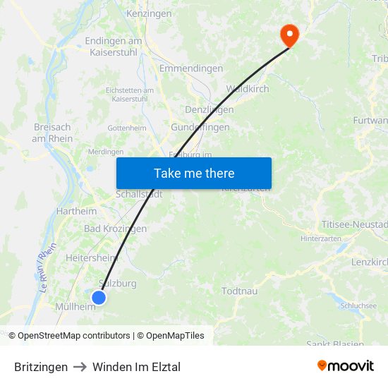 Britzingen to Winden Im Elztal map