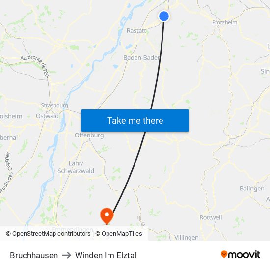 Bruchhausen to Winden Im Elztal map