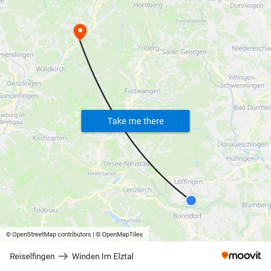 Reiselfingen to Winden Im Elztal map