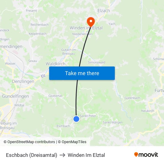 Eschbach (Dreisamtal) to Winden Im Elztal map