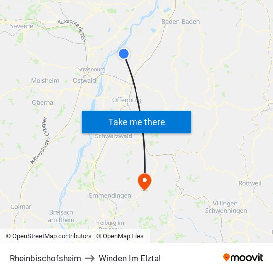 Rheinbischofsheim to Winden Im Elztal map