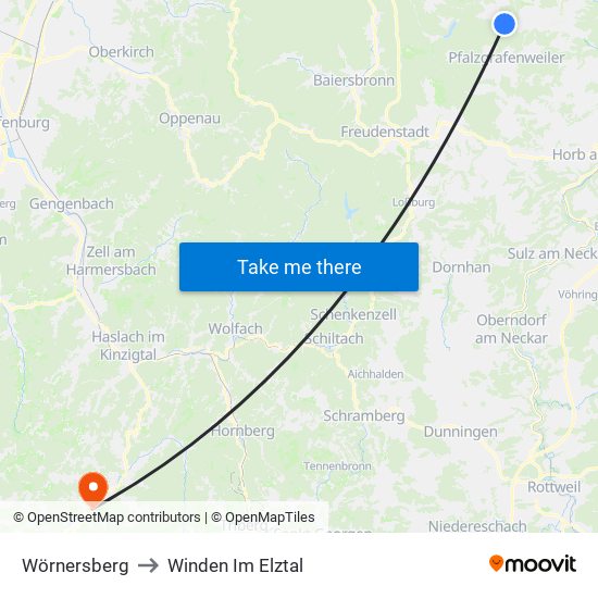 Wörnersberg to Winden Im Elztal map