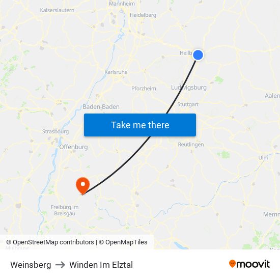 Weinsberg to Winden Im Elztal map