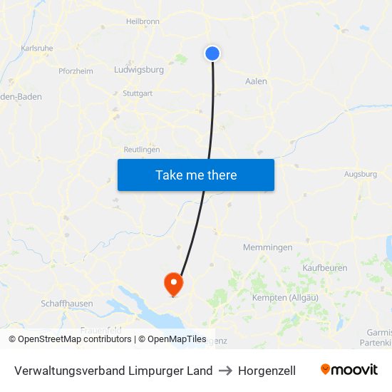 Verwaltungsverband Limpurger Land to Horgenzell map