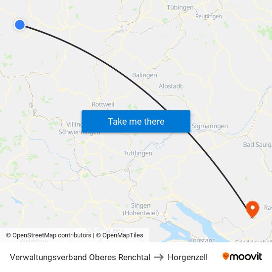 Verwaltungsverband Oberes Renchtal to Horgenzell map