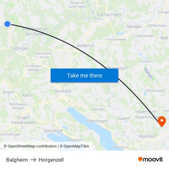 Balgheim to Horgenzell map