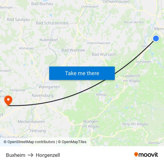 Buxheim to Horgenzell map