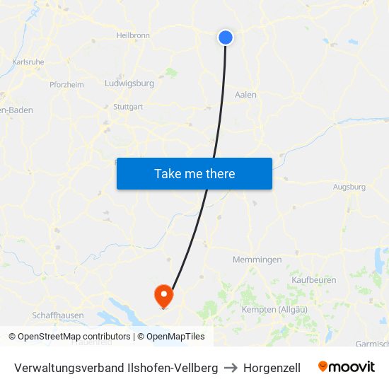 Verwaltungsverband Ilshofen-Vellberg to Horgenzell map