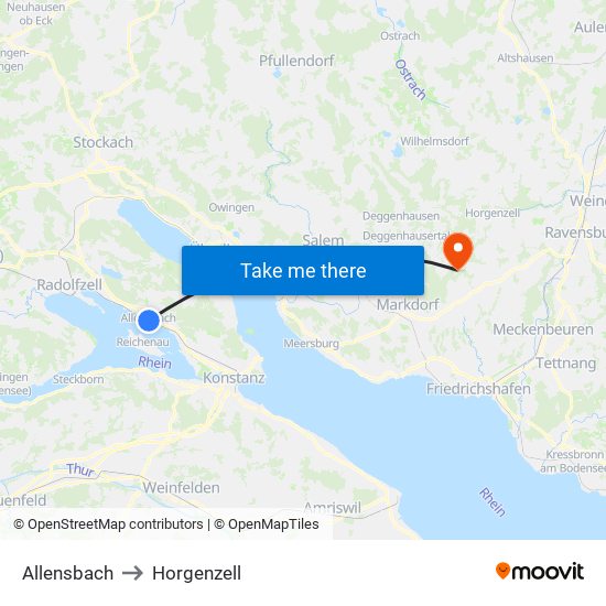 Allensbach to Horgenzell map
