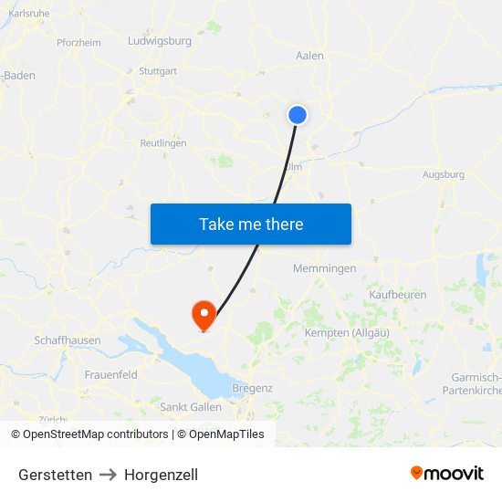 Gerstetten to Horgenzell map