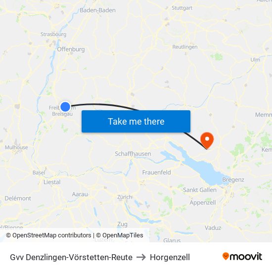 Gvv Denzlingen-Vörstetten-Reute to Horgenzell map