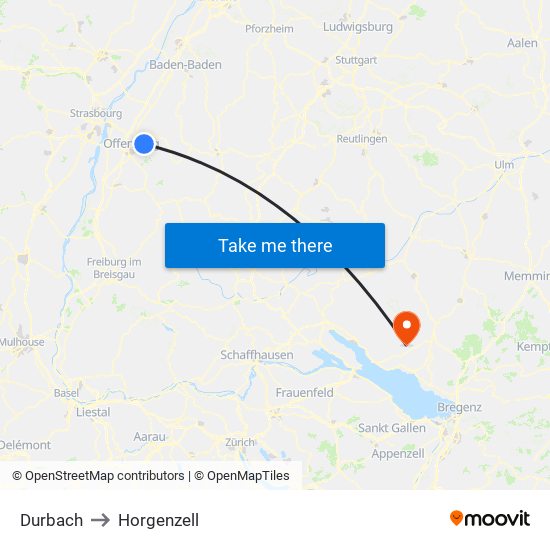 Durbach to Horgenzell map