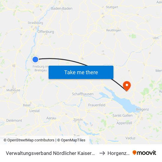 Verwaltungsverband Nördlicher Kaiserstuhl to Horgenzell map