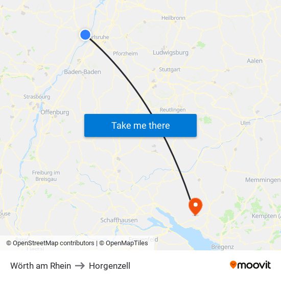 Wörth am Rhein to Horgenzell map