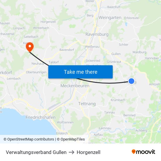 Verwaltungsverband Gullen to Horgenzell map