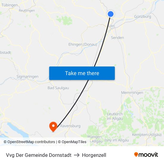 Vvg Der Gemeinde Dornstadt to Horgenzell map