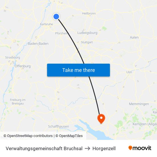 Verwaltungsgemeinschaft Bruchsal to Horgenzell map